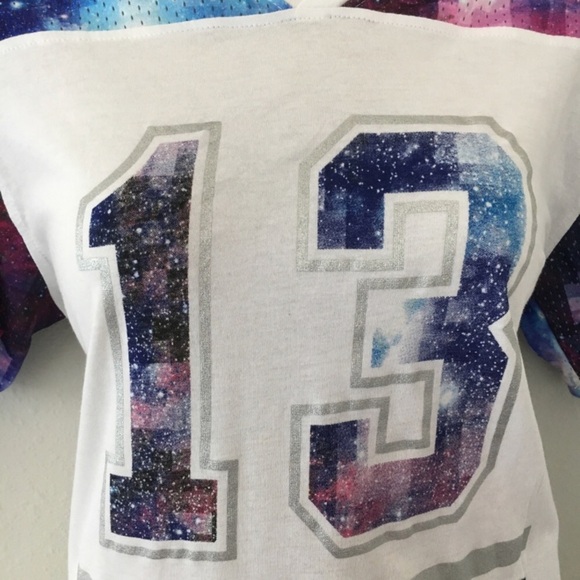 Asphalt Galaxy Print Number 13 Jersey Top Large Cotton - Picture 2 of 6